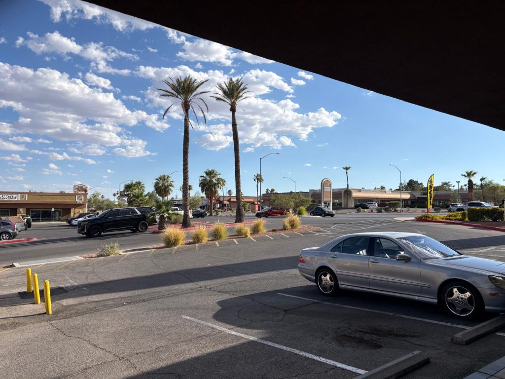 Convenient parking available outside Ape Vape on Rainbow Boulevard.