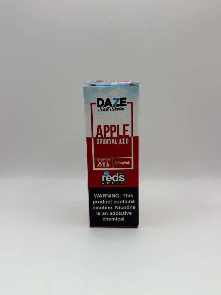 7 Daze Reds Apple Original Iced nicotine salt e-liquid available at Ape Vape in Las Vegas